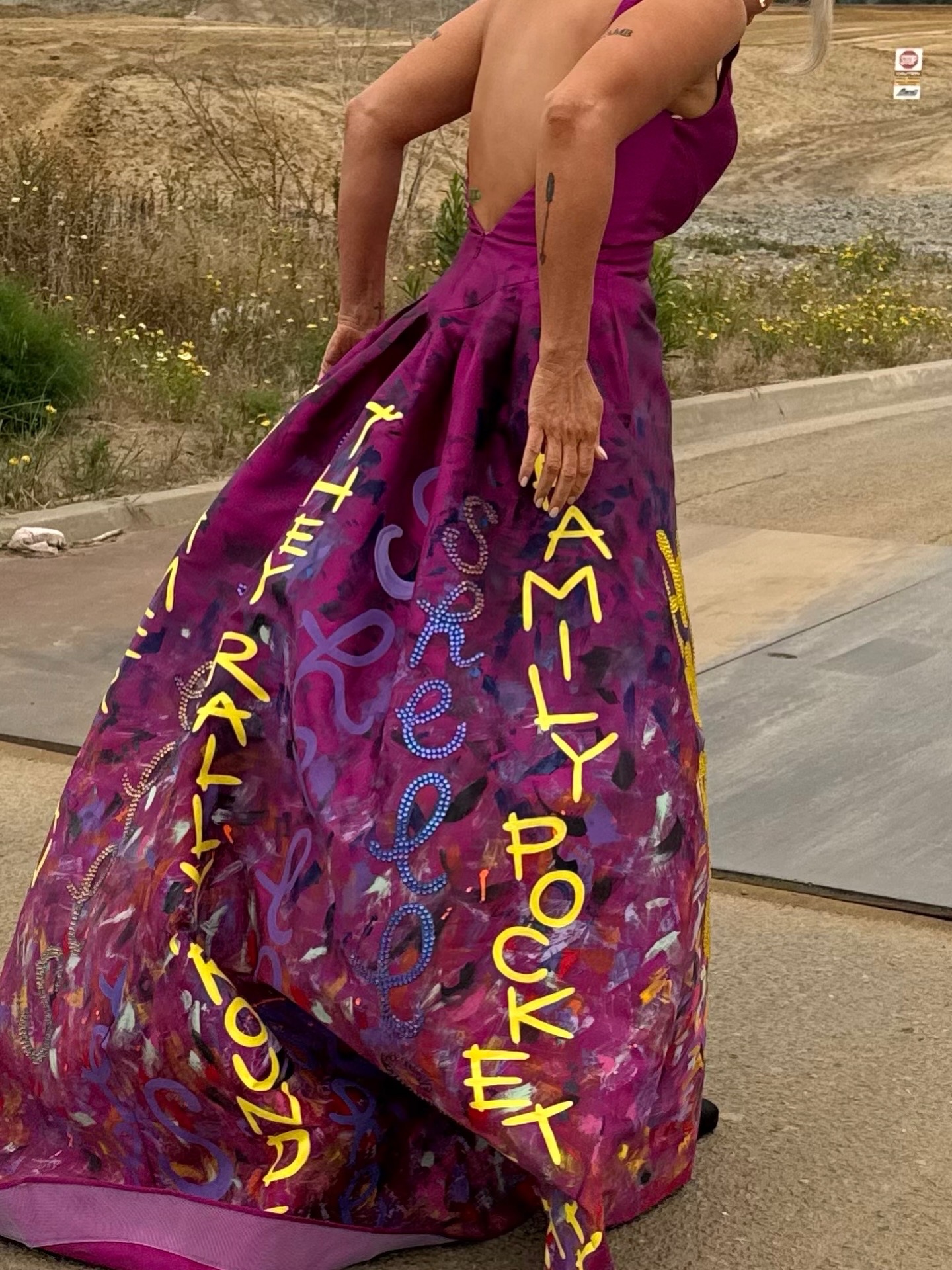 Purple dress, back